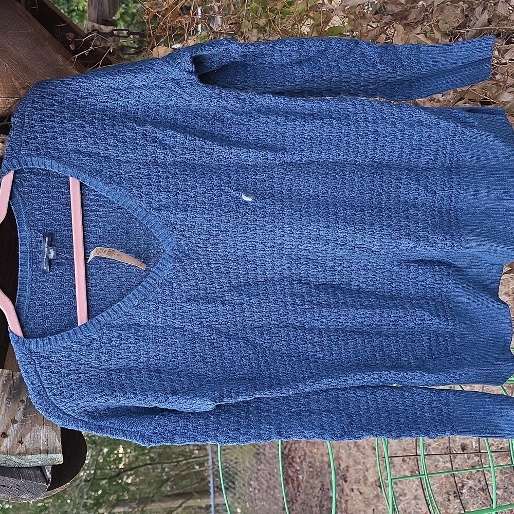 Women's Blue Cotton & Wool AEO Sweater Teal Purple 2016